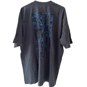MFAM New Size Large Black Tee Shirt Black & Blue American Flags Rare